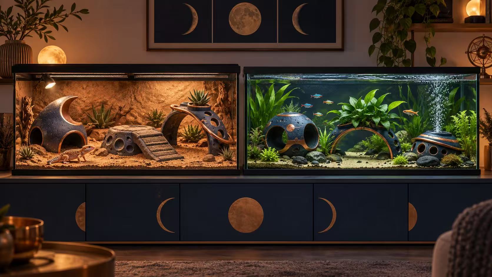 Resin aquarium ornaments and reptile terrarium hides