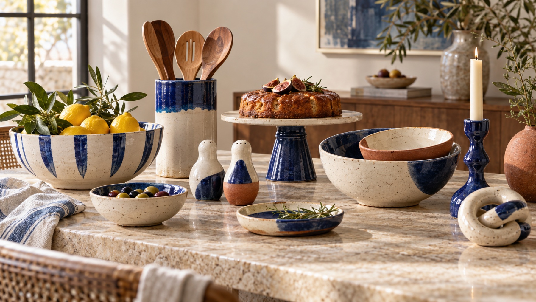 Coordinated ceramic kitchen and tabletop collection