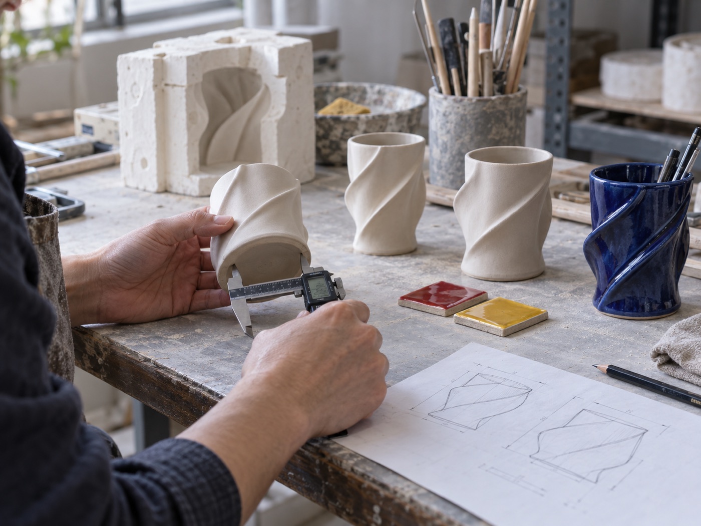 Illustrative ceramic concept development and sample measurement