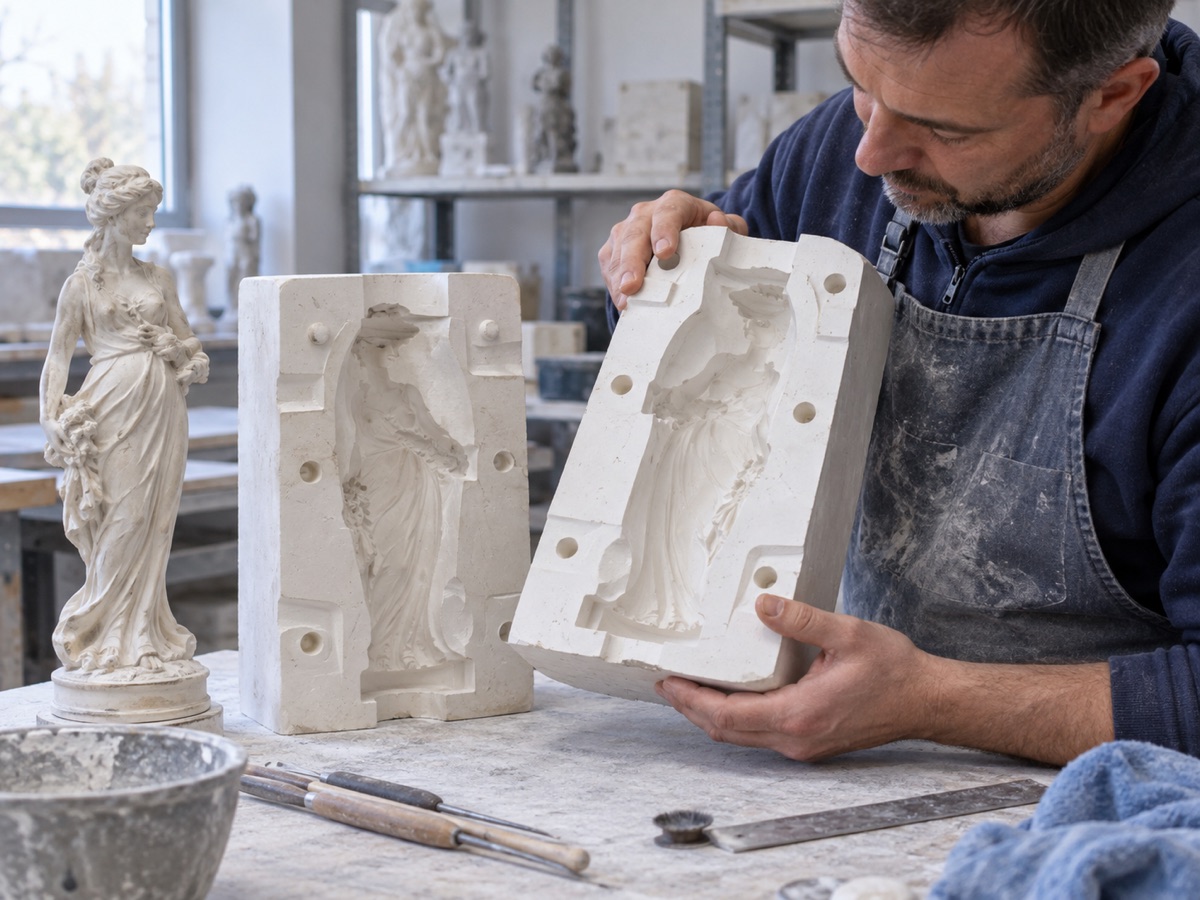 Technician checking a decorative product mould