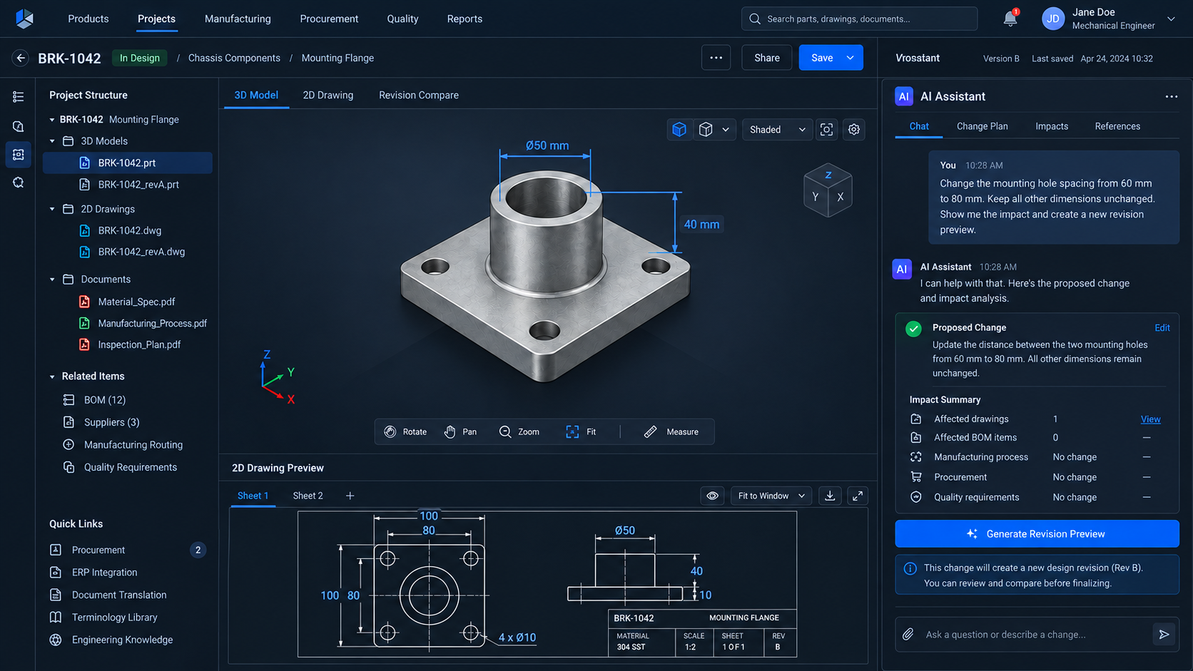 AI-assisted changes. With engineering review. Illustrative interface with sample data.